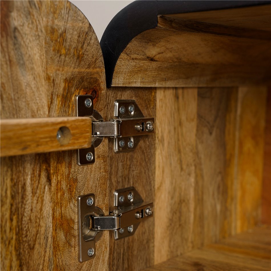 Sideboard Craft 3 Door, mango wood/MDF/metal, black, H75x160x38cm