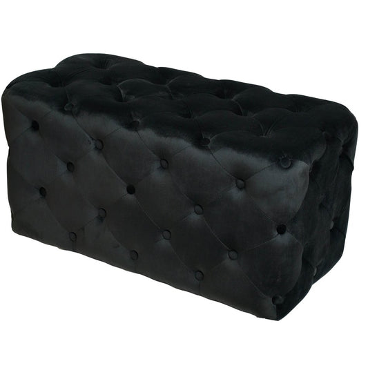 Black Velvet Lailly Rectangular Storage Stool – Elegant Accent Ottoman
