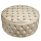 Lacelle Taupe Buttoned Round Stool – Plush Velvet Accent Ottoman