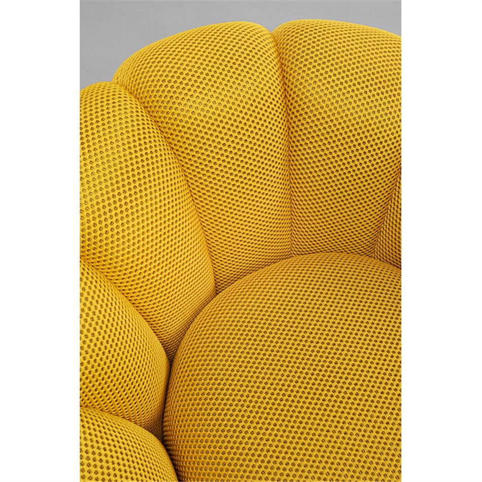 Swivel armchair Peppo Bloom, yellow, rotatable 360 degrees, H66xD94cm, seat height 40cm