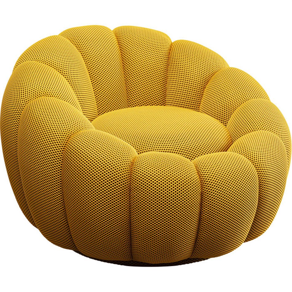 Swivel armchair Peppo Bloom, yellow, rotatable 360 degrees, H66xD94cm, seat height 40cm