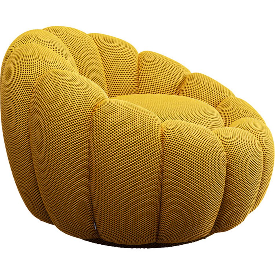 Swivel armchair Peppo Bloom, yellow, rotatable 360 degrees, H66xD94cm, seat height 40cm
