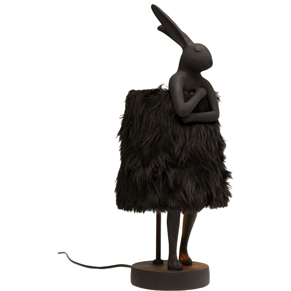 Table lamp Animal Rabbit Fur, black, H50x20x18cm, E14 5W