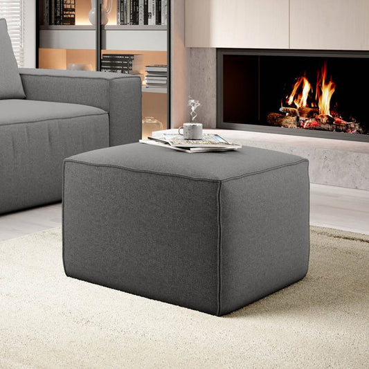 Gojo 5 Grey Velvet Pouf – Large Accent Ottoman