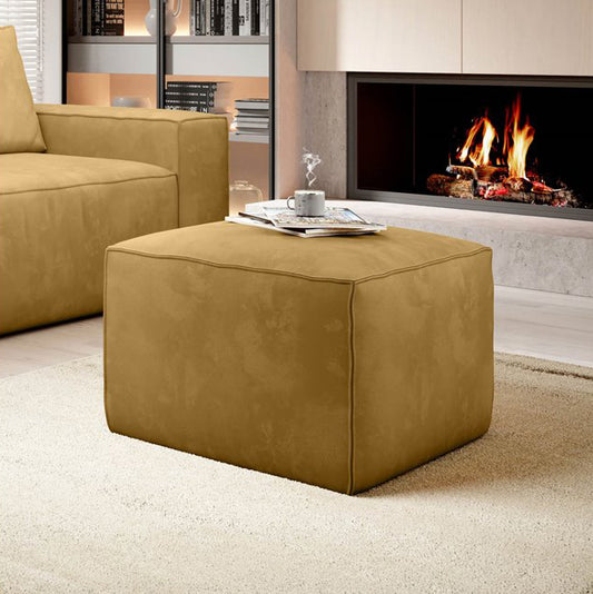 Yellow Nube 45 Velvet Pouf – Modern Accent Ottoman