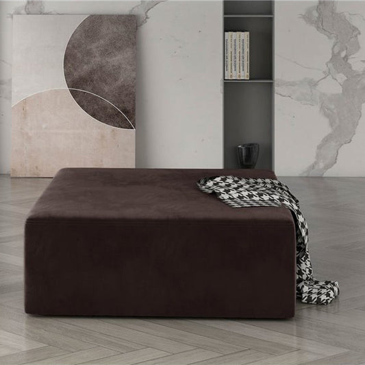 Dark Brown Monolith 29 Velvet Square Pouf – Accent Ottoman