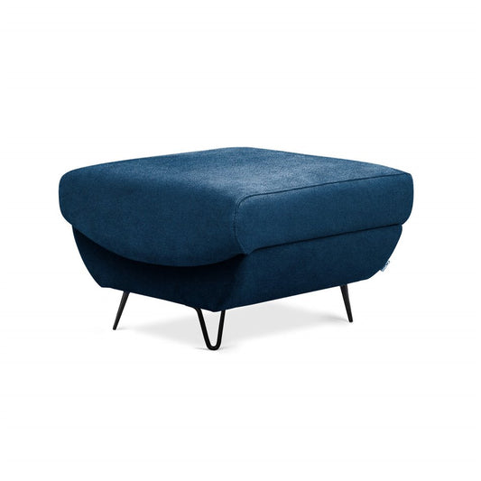 Dark Blue Velvet Lukso 40 Pouf – Modern Compact Accent Ottoman