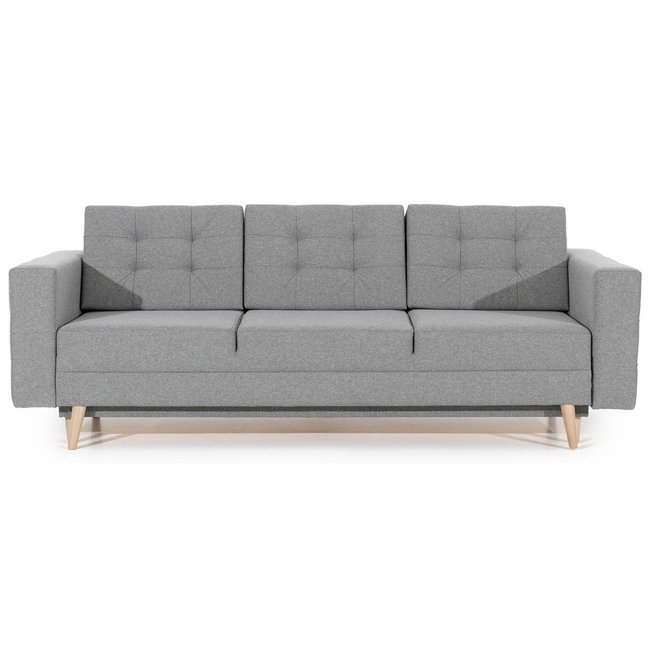 Scandinavian Sofa Bed with Sleeping Function and Storage, Fabric Upholstery, Dark Grey – Elsgard