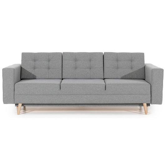 Scandinavian Sofa Bed with Sleeping Function and Storage, Fabric Upholstery, Dark Grey – Elsgard