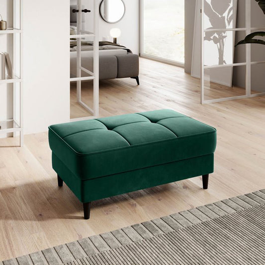 Dark Green Lukso 35 Velvet Storage Pouf – Spacious Accent Ottoman