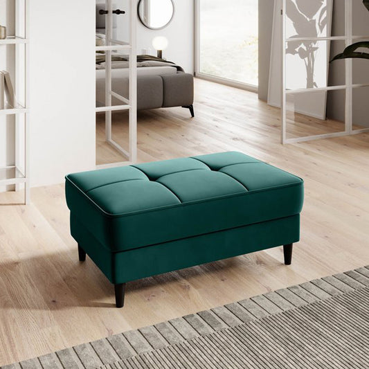 Dark Green Velvetmat Storage Pouf – Spacious Accent Ottoman