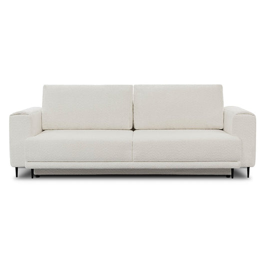 Scandinavian Sofa Bed with Sleeping Function, Bouclé Upholstery, White – Edalia