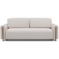 Modern Sofa Bed with Sleeping Function and Storage, Velvet Upholstery, Beige – Elcadova Oak