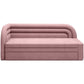 Modern L-Shaped Sofa Bed with Sleeping Function and Storage, Textured Velvet Upholstery, Pink – Elfabilo L