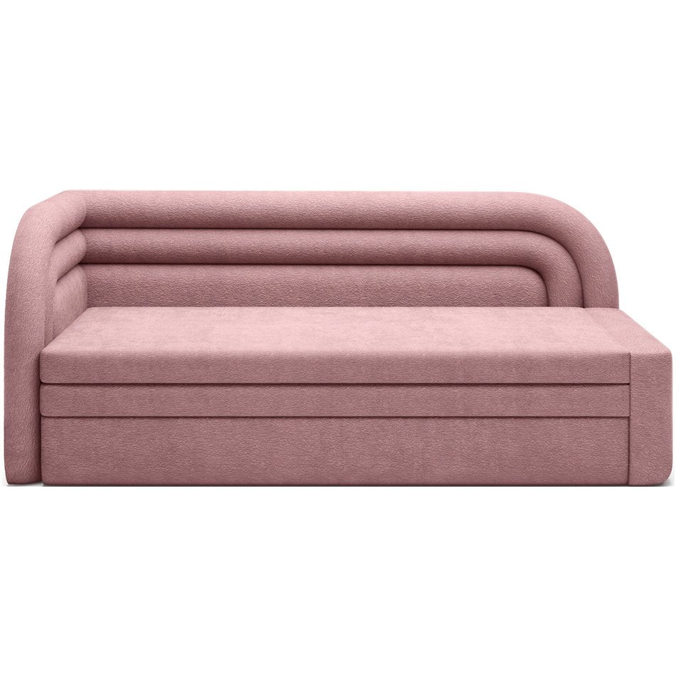 Modern L-Shaped Sofa Bed with Sleeping Function and Storage, Textured Velvet Upholstery, Pink – Elfabilo L