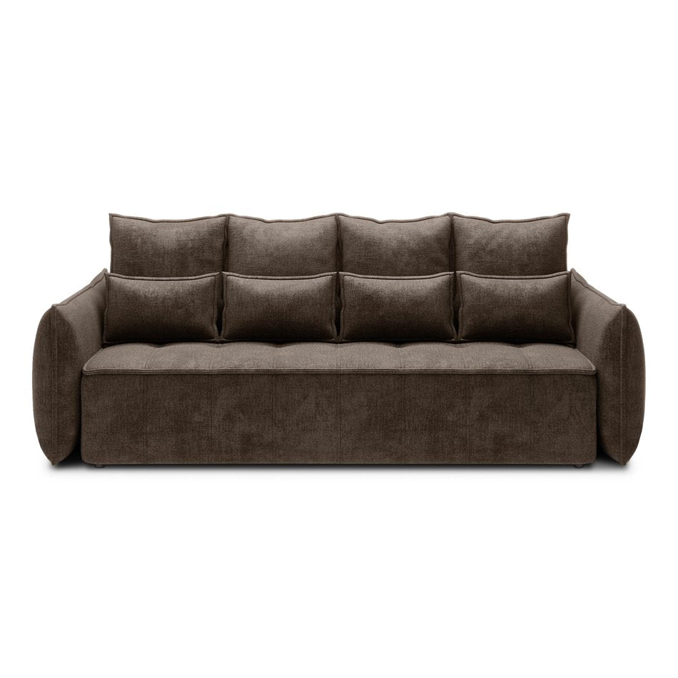 Modern Sofa Bed with Sleeping Function and Storage, Velvet Upholstery, Brown – Elwelton
