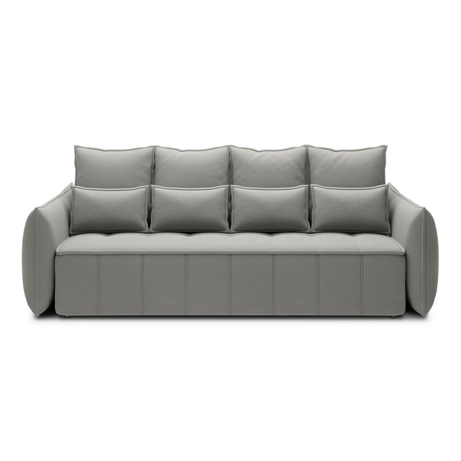 Modern Sofa Bed with Sleeping Function and Storage, Velvet Upholstery, Grey – Elwelton