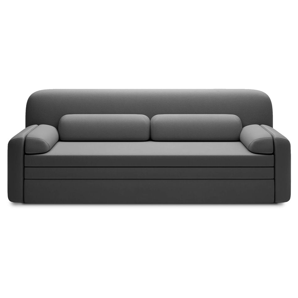 Modern Sofa Bed with Sleeping Function and Storage, Velvet Upholstery, Dark Grey – Elioss