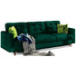 Elsgard Extendable Velvet Sofa Bed – Dark Green Kronos 19 & Jungle 32, Scandinavian 3-Seater with Storage