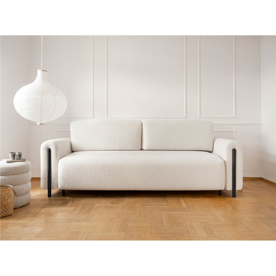 Modern Sofa Bed with Sleeping Function and Storage, Velvet Upholstery, White – Elcadova Black