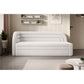 Modern L-Shaped Sofa Bed with Sleeping Function and Storage, Bouclé Upholstery, White – Elfabilo L