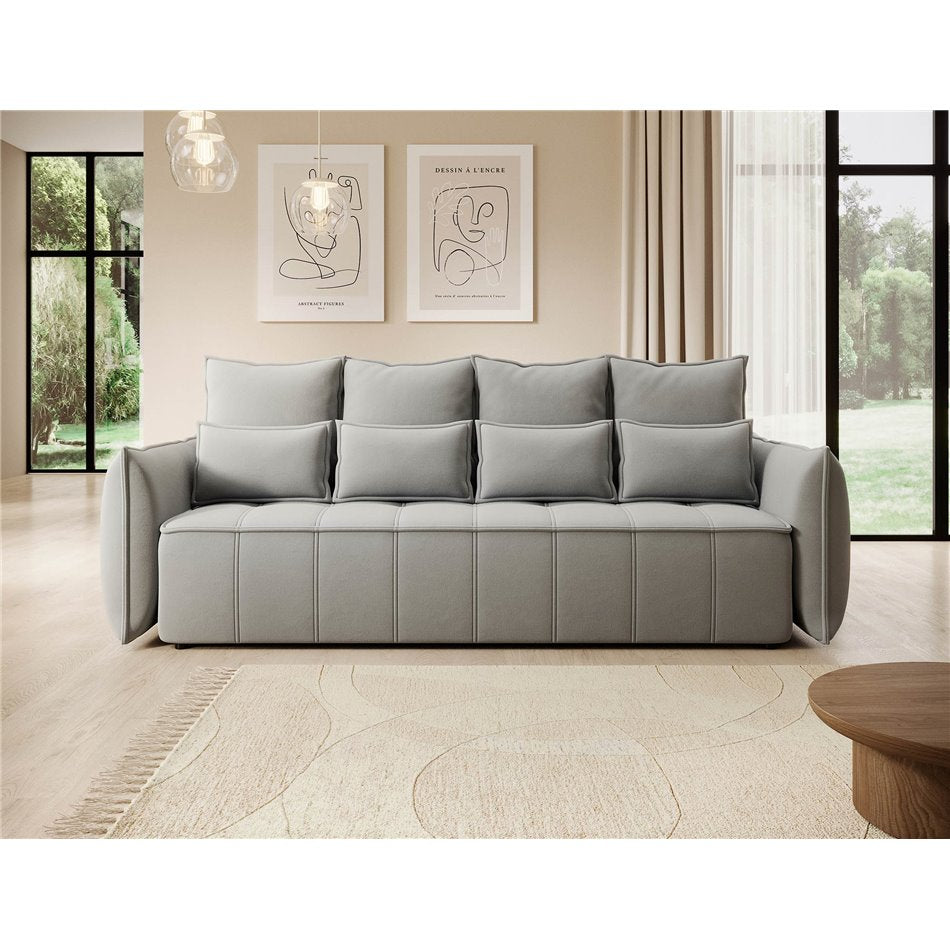 Modern Sofa Bed with Sleeping Function and Storage, Velvet Upholstery, Grey – Elwelton