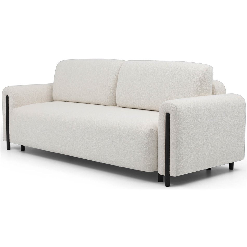 Modern Sofa Bed with Sleeping Function and Storage, Velvet Upholstery, White – Elcadova Black