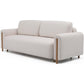 Modern Sofa Bed with Sleeping Function and Storage, Velvet Upholstery, Beige – Elcadova Oak