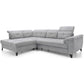 Corner sofa Elinferne L, sleeping function, Aura 04, velvet, grey, H107x210x297cm