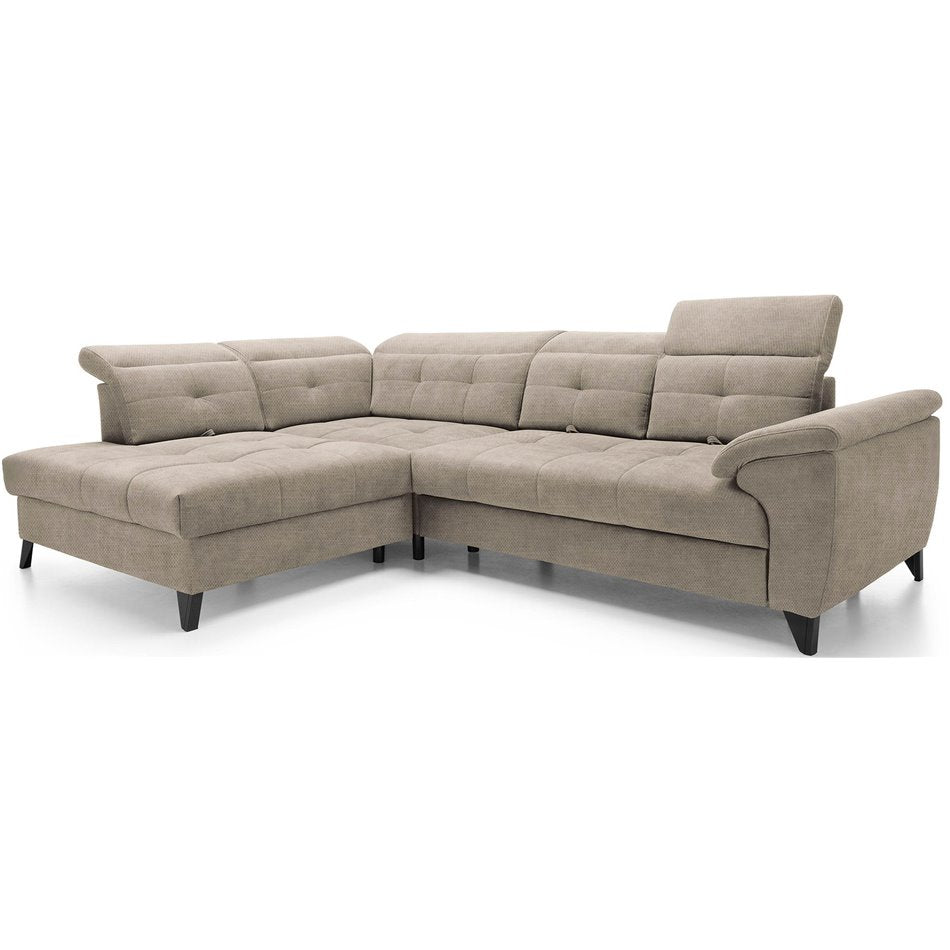 Corner sofa Elinferne L, sleeping function, Raquel 20, beige, H107x210x297cm