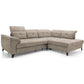 Modern L-Shaped Corner Sofa with Sleeping Function, Velvet Upholstery, Beige – Elinferne R