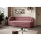 Modern L-Shaped Sofa Bed with Sleeping Function and Storage, Textured Velvet Upholstery, Pink – Elfabilo L