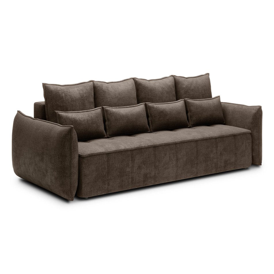 Modern Sofa Bed with Sleeping Function and Storage, Velvet Upholstery, Brown – Elwelton