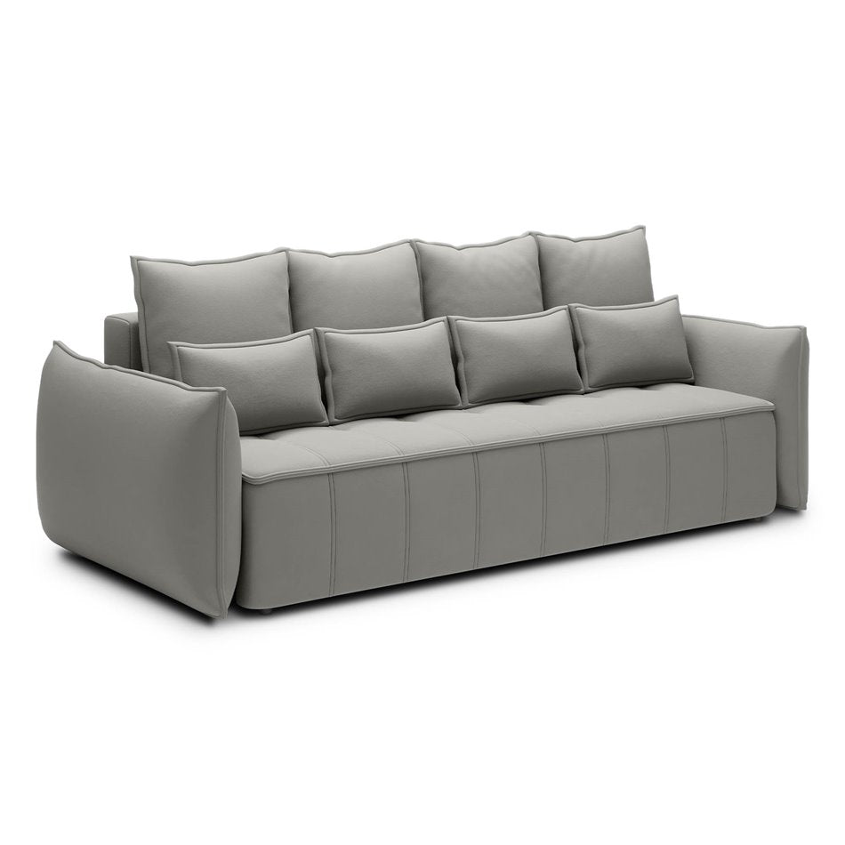 Modern Sofa Bed with Sleeping Function and Storage, Velvet Upholstery, Grey – Elwelton