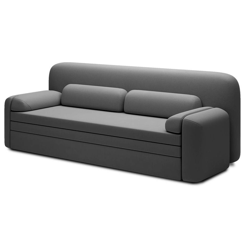 Modern Sofa Bed with Sleeping Function and Storage, Velvet Upholstery, Dark Grey – Elioss