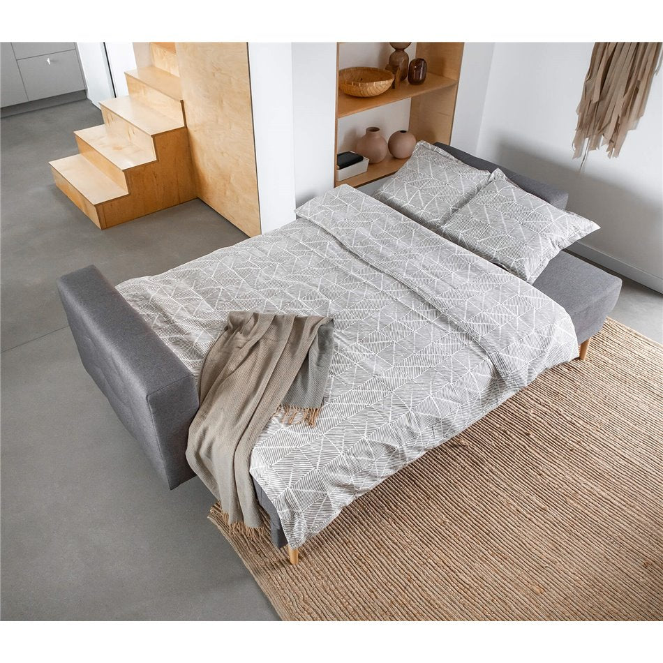 Scandinavian Sofa Bed with Sleeping Function and Storage, Fabric Upholstery, Dark Grey – Elsgard