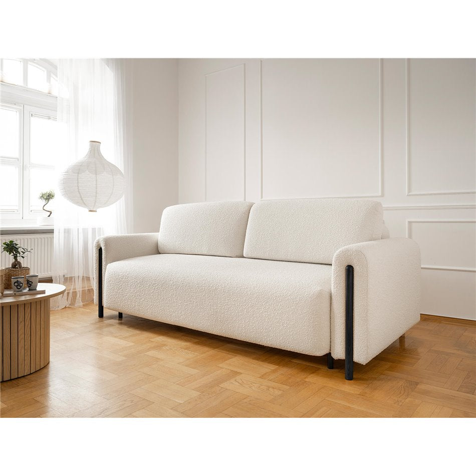 Modern Sofa Bed with Sleeping Function and Storage, Velvet Upholstery, White – Elcadova Black