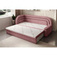 Modern L-Shaped Sofa Bed with Sleeping Function and Storage, Textured Velvet Upholstery, Pink – Elfabilo L