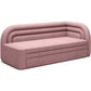 Modern L-Shaped Sofa Bed with Sleeping Function and Storage, Textured Velvet Upholstery, Pink – Elfabilo R