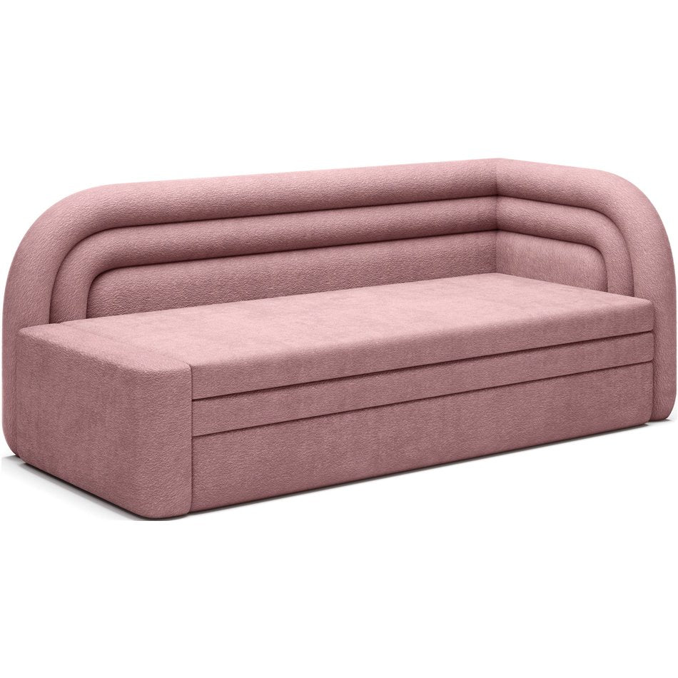 Modern L-Shaped Sofa Bed with Sleeping Function and Storage, Textured Velvet Upholstery, Pink – Elfabilo R