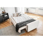 Modern Sofa Bed with Sleeping Function and Storage, Bouclé Upholstery, White – Elcadova Black