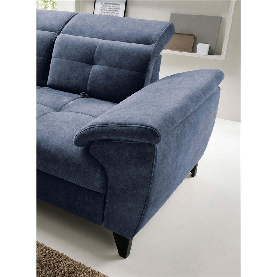 Modern L-Shaped Corner Sofa with Sleeping Function, Velvet Upholstery, Dark Blue