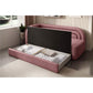 Modern L-Shaped Sofa Bed with Sleeping Function and Storage, Textured Velvet Upholstery, Pink – Elfabilo L