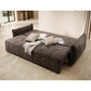 Modern Sofa Bed with Sleeping Function and Storage, Velvet Upholstery, Brown – Elwelton