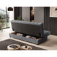 Modern Sofa Bed with Sleeping Function and Storage, Velvet Upholstery, Grey – Elclareta