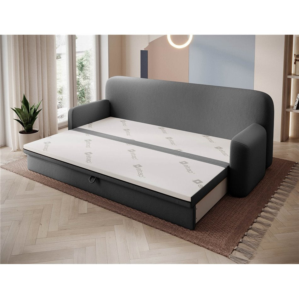 Modern Sofa Bed with Sleeping Function and Storage, Velvet Upholstery, Dark Grey – Elioss