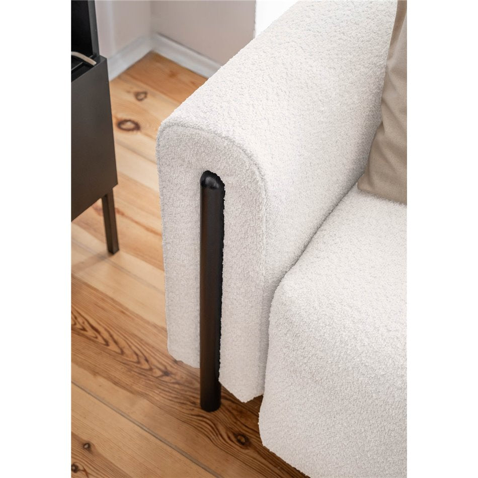 Modern Sofa Bed with Sleeping Function and Storage, Bouclé Upholstery, White – Elcadova Black