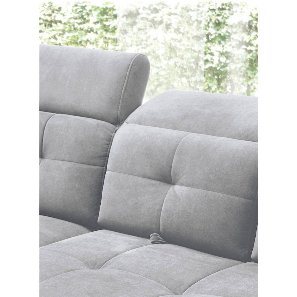 Corner sofa Elinferne L, sleeping function, Aura 04, velvet, grey, H107x210x297cm
