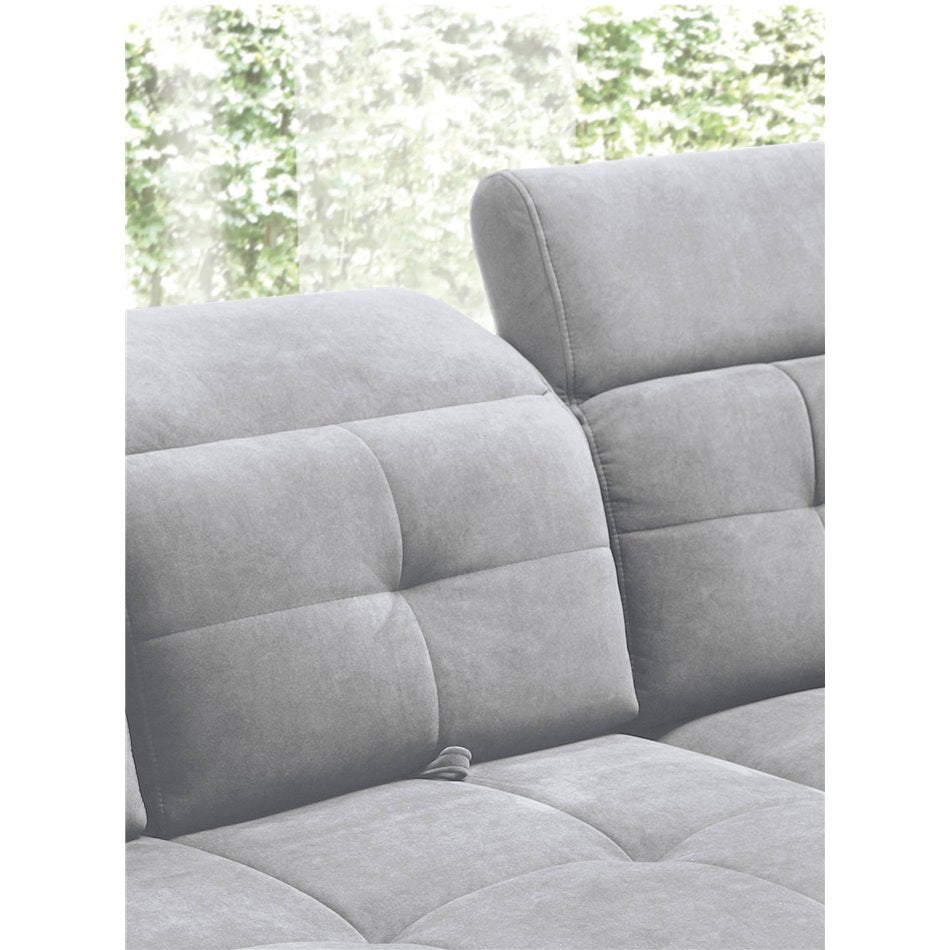 Modern L-Shaped Corner Sofa with Sleeping Function, Velvet Upholstery, Grey – Elinferne R