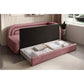 Modern L-Shaped Sofa Bed with Sleeping Function and Storage, Textured Velvet Upholstery, Pink – Elfabilo R